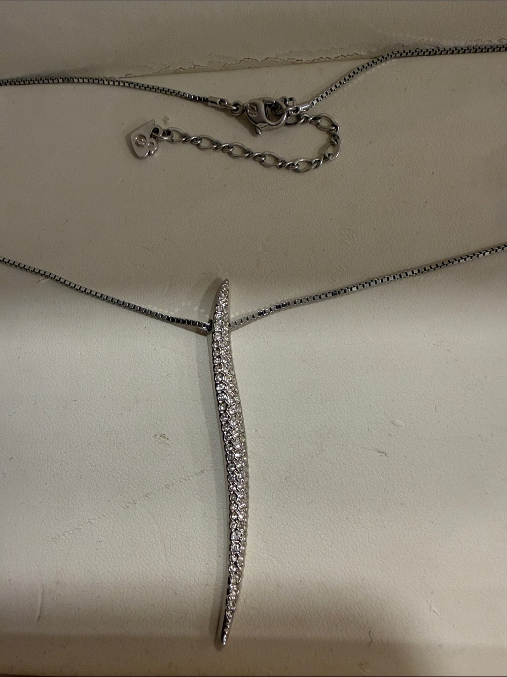 Swarovski Silver-Tone Pave Curved Bar Necklace - Picture 2 of 4